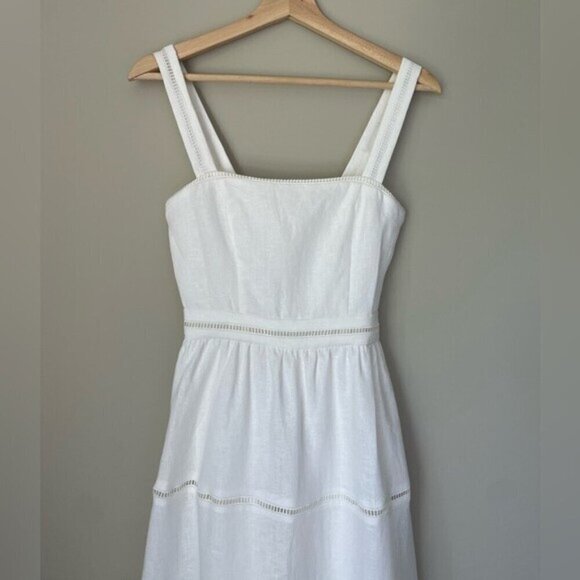 NEW Reformation Everett Linen Midi Dress White | US 2 UK 6 - Picture 8 of 16